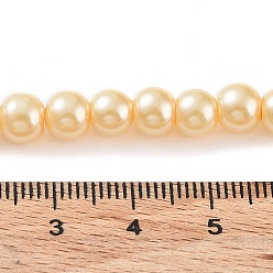 Moccasin Baking Painted Pearlized Glass Pearl Round Bead Strands, Moccasin, 6~7mm, Hole: 1mm, about 145pcs/strand, 31.4 inch