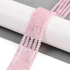 Pink Бусины из натурального белого нефрита, граненые, шайба, окрашенные, розовые, 4~4.5x3 мм, отверстие : 1 мм, около 112~121 шт / нитка, 13.54''~13.98'' (34.4~35.5 см)