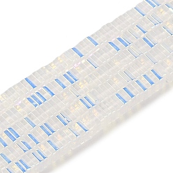 Прозрачный АВ Стеклянные бусины с гальваническим покрытием , Heishi бусы, квадратный, ясно AB, 3x3x1 мм, отверстие : 0.9 мм, около 210 шт / нитка, 14.96~16.54'' (38~42 см)