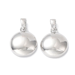 Платинированный Латунь прелести, без кадмия, без никеля и без свинца, плоский круглый шарм, Реальная платина, 14x12x5.5 мм, отверстие : 4x2 мм