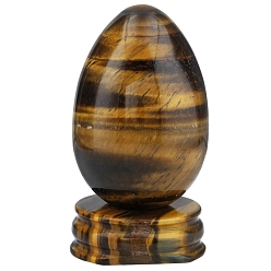 Тигровый глаз Натуральные фигурки в форме яйца «Тигровый глаз», для домашнего украшения рабочего стола, 25~30x25~30x45 мм