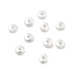 Серебро Латунные бусины, плоско-круглые, серебряные, 4.5x5x2 мм, отверстие : 1.5 мм