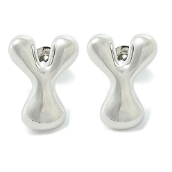 Letter Y Серьги из латуни с покрытием стойки, без кадмия и без свинца, долговечный, серьги, алфавит, платина, Письмо Y, 14x10.5 мм