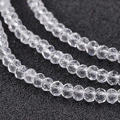 Clear Electroplate Glass Bead Strands, Faceted, Rondelle, Clear, 3x2mm, Hole: 1mm, about 165~169pcs/strand, 15~16 inch(38~40cm)