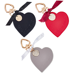 (52) Непрозрачная лаванда 3шт. 3 цвета брелки из кожи в форме сердца, разноцветные, 1 шт / цвет