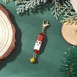 Белый Стекло подвесные украшения, Дед Мороз, с железом, белые, 64.5~65 мм