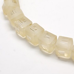 Blanchierte Mandel Bereift Kristallglaswürfel Perlen Stränge, facettiert, blanchierte Mandel, 11x11x11 mm, Bohrung: 1 mm, ca. 79 Stk. / Strang, 33 Zoll