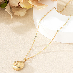 Shell Shape Летние пляжные ожерелья с подвесками из сплава для женщин, золотые, формы раковины, 14.57 дюйм (37 см)