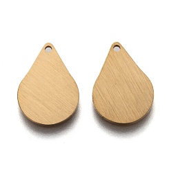 Золотой Ионное покрытие (ip) 304 подвески из нержавеющей стали, пустая бирка с матовой отделкой, лазерная резка, двухсторонний эффект тягового станка, слеза, золотые, 18.5x13x1 мм, отверстие : 1.2 мм