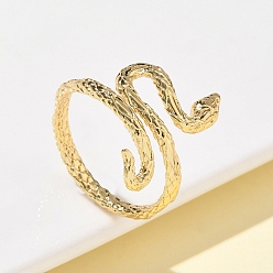 Настоящее золото 18K Латунь манжеты кольца, змея, без кадмия и без свинца, стойки покрытие, долговечный, реальный 18 k позолоченный, 18 мм, размер США 7 3/4 (17.9 мм)