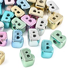 Letter B Акриловые бусины с УФ-покрытием в виде букв алфавита, бусины с большим отверстием, разноцветные, В письме, 20.5x15.5x13.5 мм, отверстие : 6.5 мм