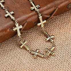 Cross 304 из нержавеющей стали ссылка цепи ожерелья, ионное покрытие (ip), золотые, крестик, 18.07 дюйм (45.9 см)