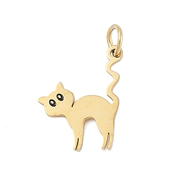 Cat Shape 304 прелести нержавеющей стали, золотые, с целью перехода в кольце, форма кошки, 13x10x1 мм, отверстие : 2.5 мм