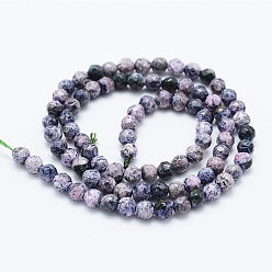 Lilac Natural Agate Beads Strands, Dyed & Heated, Round, Faceted, Lilac, 4mm, Hole: 0.5mm, about 92pcs/strand, 14.57 inch(37cm)