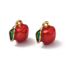 Яблоко Подвески из эмали и сплава, фруктовое очарование, без свинца и без кадмия, золотые, яблоко, 12x11.5x8.5 мм, отверстие : 1.8 мм