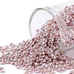 (PF552) PermaFinish Subtle Pink Metallic Тохо 8/0 круглые бусины, японский бисер, (pf 552) Permafinish непрозрачные гальванизированные сладкие румяна, 3 мм, отверстие : 1 мм, Около 222 шт / 10 г