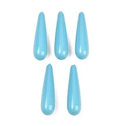 Темно-Голубой Гальванические непрозрачные стеклянные бусины, имитация бирюзовый, слеза, глубокое синее небо, 30x8 мм, отверстие : 0.9 мм