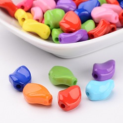 Mixed Color Opaque Acrylic Beads, Twist Rhombus, Mixed Color, 15x11x6mm, Hole: 2mm, about 875pcs/500g