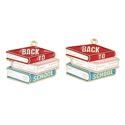 Разноцветный Подвески из эмали и сплава, книжные прелести, золотые, красочный, 24.5x29x1 мм, отверстие : 1.6 мм