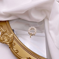 Letter L Перстни из натурального пресноводного жемчуга, с подвеской в виде буквы из сплава золотистого тона, Письмо L, внутренний диаметр: 16 мм