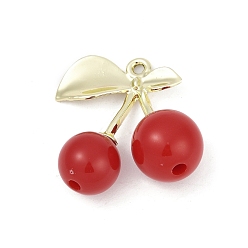 Light Gold Подвески из сплава и акрила, вишня, золотой свет, 29.5x29x13.5 мм, отверстие : 2 мм