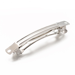 Платина Фурнитура утюг волос заколка, фурнитура французских зажим для волос, платина, 78x15x10 мм, отверстие : 3 мм