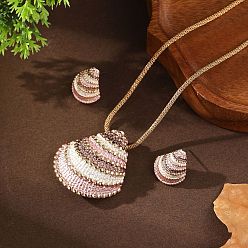 Верблюжий Ожерелья и серьги-гвоздики из сплава в форме ракушки с эмалью, верблюжие, 420 мм и 18x16 мм