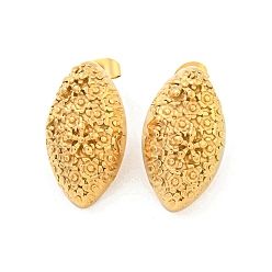 Золотой Конский глаз 304 серьги из нержавеющей стали, серьги-гвоздики для женщин, золотые, 24x14 мм