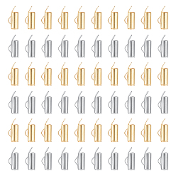 (52) Непрозрачная лаванда 100 шт. 2 цвета 304 нержавеющая сталь слайдер на конце зажима трубки, торцевые крышки слайдера, золотые и нержавеющая сталь цвет, 10.5x5.5x4 мм, отверстие : 3.5x1.5 мм, внутренний диаметр: 3 мм, 50 шт / цвет