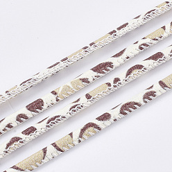 PapayaWhip Round PU Leather Cords, Leopard Print Pattern, PapayaWhip, 3mm, about 10.93 yards(10m)/roll