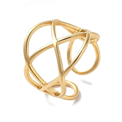 Настоящее золото 18K 304 открытые манжеты из нержавеющей стали для женщин, неправильная геометрия, реальный 18 k позолоченный, 17.5 мм, внутренний диаметр: регулируемый