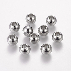 Stainless Steel Color 304 Stainless Steel European Beads, Large Hole Beads, Barrel, 10x8mm, Hole: 5mm