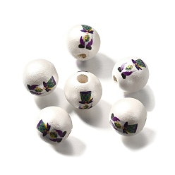 Santa Claus Печатное натуральное дерево, жемчужные, карнавальная серия, Дед Мороз, 15.5x14.5 мм, отверстие : 4.5 мм