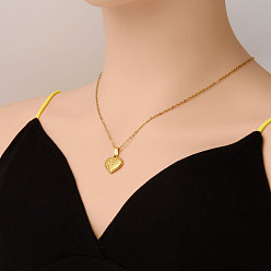 Настоящее золото 18K 304 Женские ожерелья с текстурированными сердечками из нержавеющей стали, реальный 18 k позолоченный, 17.72 дюйм (45 см)