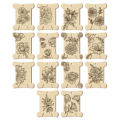 Цветок 14шт 14 стиль фанерные доски для намотки ниток, для вышивания крестиком швейное ремесло, цветок, 63.1x50.2x3 мм, отверстие : 4 мм, 1 шт / стиль