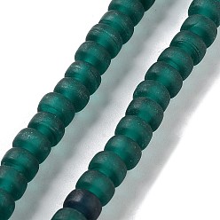 Dark Slate Gray Handmade Nepalese Lampwork Beads, Frosted, Column, Dark Slate Gray, 10x6.5~7mm, Hole: 2.8mm, about 94pcs/strand, 25.39''(64.5cm)