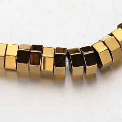 с Золотистым Покрытием Гальванизировать немагнитных синтетический гематит нитей бисера, шестиугольник, с золотым покрытием, 8x4 мм, отверстие : 1 мм, около 97 шт / нитка, 15.7 дюйм