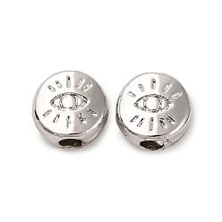 Платина Сплавочные бусины, долговечный, плоские круглые с сглаза, платина, 5.5x6x3 мм, отверстие : 1.5 мм