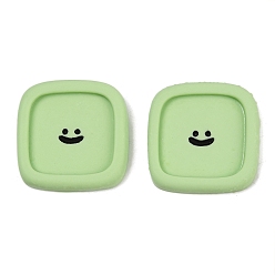 Светло-зеленый Кабошоны из смолы с изображением смайлика, квадратный, светло-зеленый, 23.5x23.5x4.5 мм