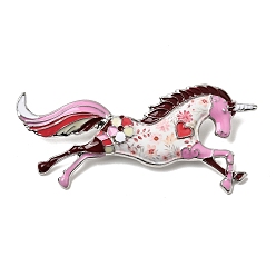 Pink Эмалированные булавки единорога, булавки из сплава для лацканов одежды рюкзака, платина, розовые, 30.5x66 мм