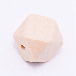 Цвет Древесины Трава дерево деревянные бусы, многоугольник, неокрашенными, звезды вырезать круглые бусы, деревесиные, 15.5x21x21 мм, отверстие : 3.5 мм