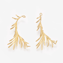 Без Покрытия Латунные люстры ссылки компонент, 3 Разъемы петли, без кадмия и без свинца и без никеля, филиал, сырой (без покрытия), 44x24x4 мм, отверстие : 1~1.5 мм