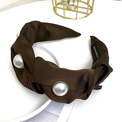 Кокосово-Коричневый Ткань ленты для волос, аксессуары для волос для женщин и девочек, с имитацией жемчужина бисера, кокосового коричневый, 150x140 мм