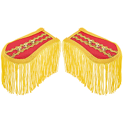 Red 1 Pair Vintage Polyester Tassel Epaulette, Epaulet Shoulder Decoration, Red, 205x78x3~8mm