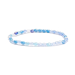 Sky Blue Sparkling Glass Beaded Stretch Bracelet for Women, Sky Blue, Inner Diameter: 2-3/8 inch(5.9cm)