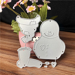 Snowman Carbon Steel Cutting Dies Stencils, for DIY Scrapbooking, Photo Album, Decorative Embossing, Paper Card, Matte Platinum Color, Chistmas Theme, Snowman Pattern, 9.4x6.2cm