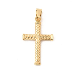 Золотой 304 кулон с текстурой из нержавеющей стали, религия крест прелести, вакуумное покрытие pvd, золотые, 31x19x2 мм, отверстие : 7x4 мм