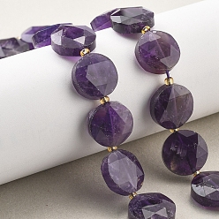 Аметист Природный аметист нитей бисера, граненый шестиугольный разрез, плоско-круглые, с бисером, 15x5.5 мм, отверстие : 1 мм, около 22 шт / нитка, 15.31'' (38.9 см)