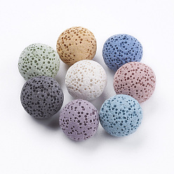 (52) Непрозрачная лаванда Невощеные бусины из натуральной лавы, для парфюмерных шариков эфирного масла, ароматерапевтические бусы, окрашенные, круглые, нет отверстий / незавершенного, разноцветные, 15.5~16 мм