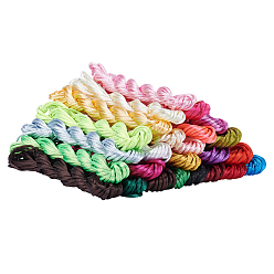 Couleur Mélangete Câblés de polyester, cordon de rattail satiné, pour la fabrication de bijoux, couleur mixte, 2mm, environ 10 m / paquet, 25 bundles / ensemble